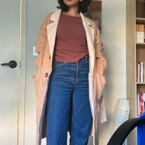 Petite studio reversible wool coat in camel and creme